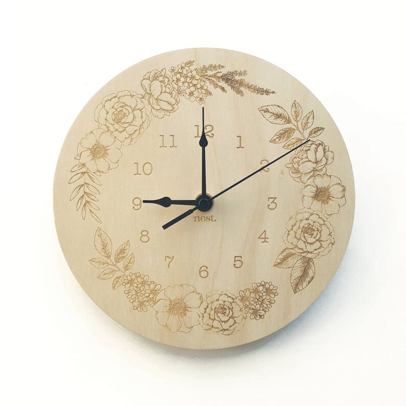 Flower Clock Wall Clock Laser Cut Nursery & Kids Decor Etsy