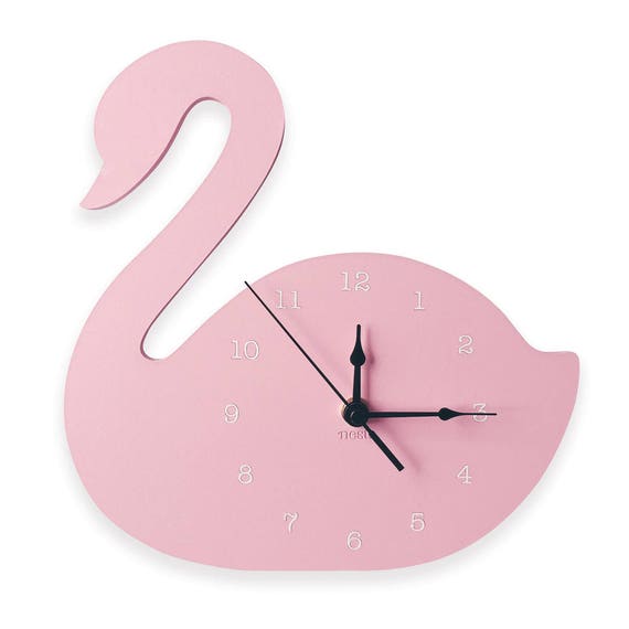 Swan Clock Wall Clock Laser Cut Nursery Kids Decor Etsy