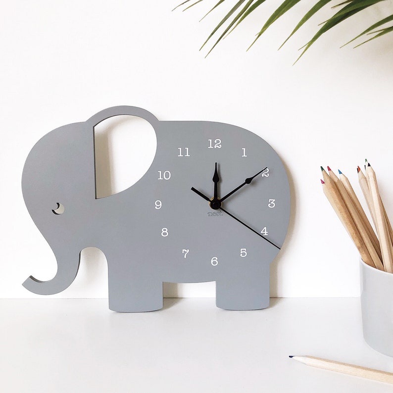 Elephant Clock Wall Clock Laser cut Nursery & Kids Decor Etsy