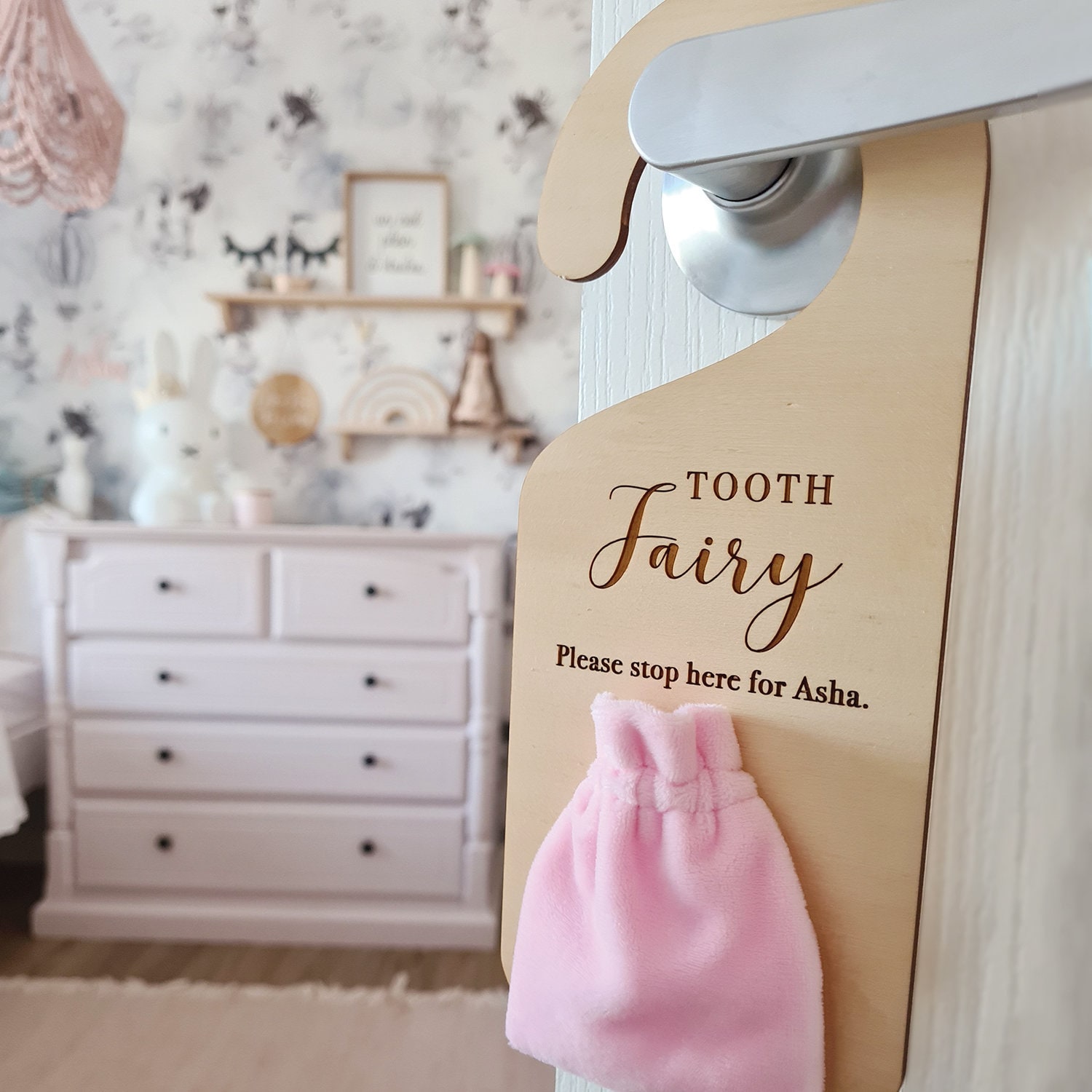 | de Cintre Fée Des Dents | Poche de Signe Souvenir en Bois