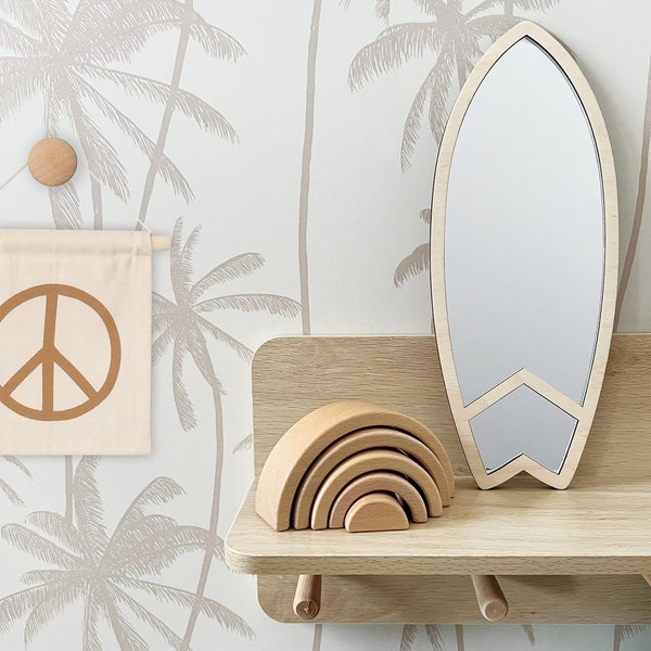 Surfboard Mirror | Boho Kids Mirror | Laser Cut Nursery & Kids decor