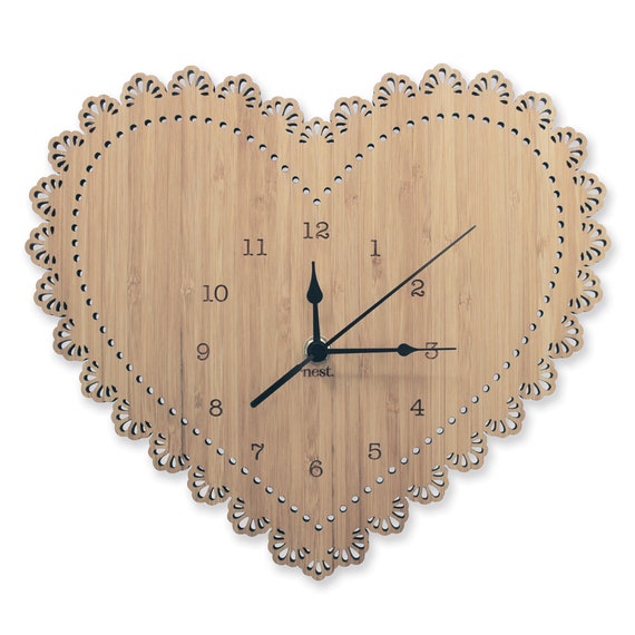 Heart Clock Wall Clock Laser Cut Nursery Kids Decor Etsy
