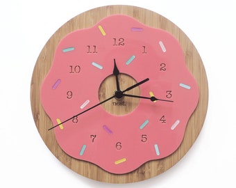 Donut Clock | Wall Clock  | Laser cut Nursery & Kids Decor