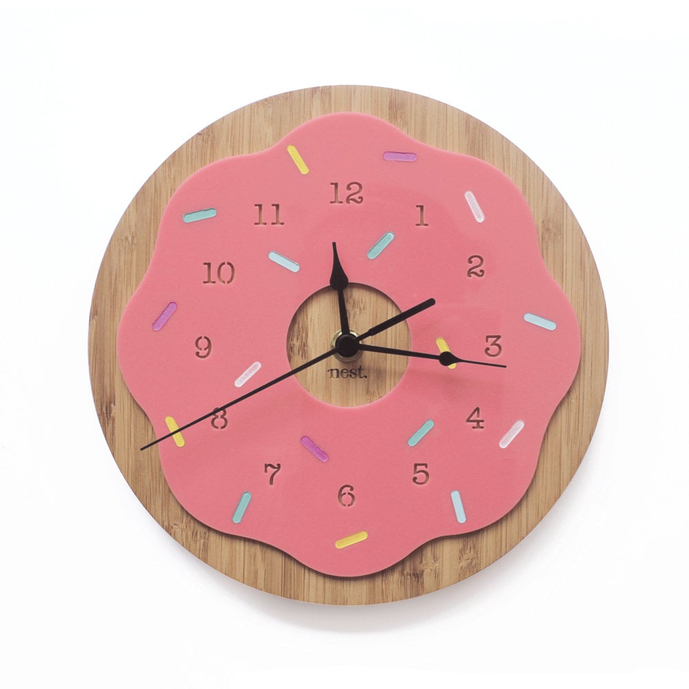 Horloge Donut | Horloge Murale Laser Coupé Nursery & Kids Decor