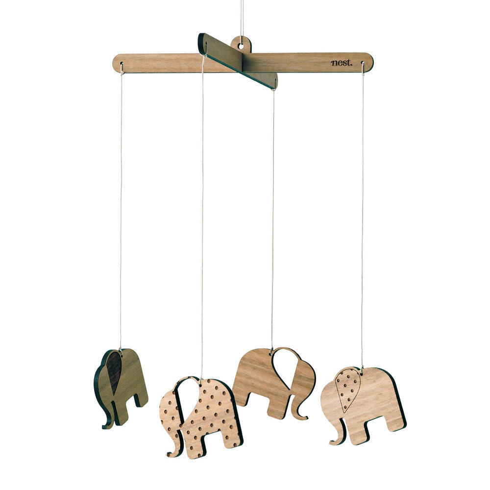 Éléphants Mobile | Pépinière Laser Coupé Nursery & Kids Decor