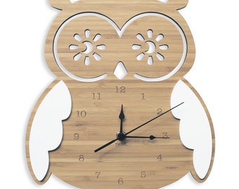 Owl Clock | Wall Clock | Laser cut Nursery & Kids Decor