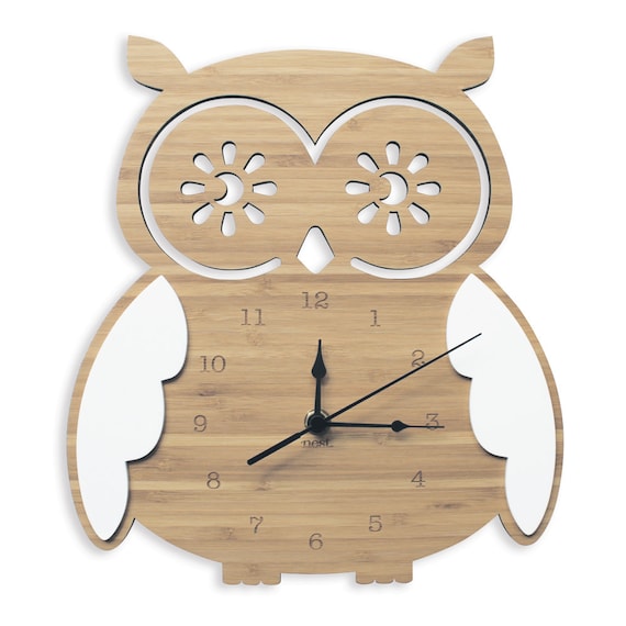 Owl Clock Wall Clock Laser Cut Nursery Kids Decor Etsy