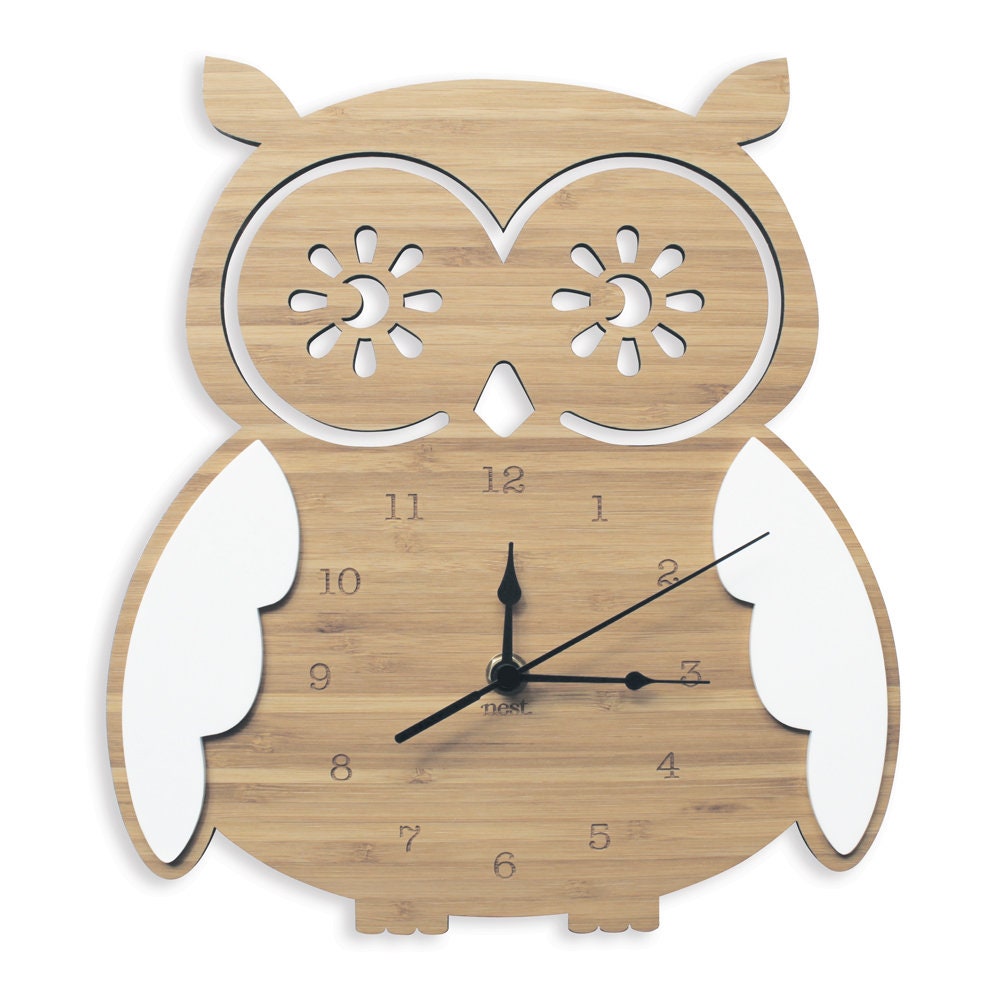 Owl Clock Wall Clock Laser Cut Nursery & Kids Decor - Etsy