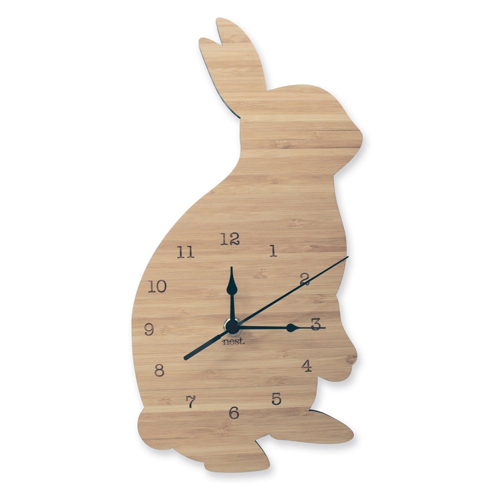 Horloge de Lapin | Horloge Murale Laser Coupé Nursery & Kids Decor