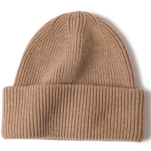 Rib knit beanie camel brown