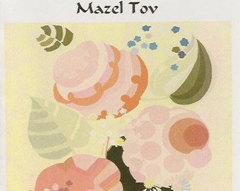 Bat Mitzvah Floral on Beige Jewish Note Card