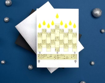 Hannukah Jewish Greeting Card - Music Note Menorah