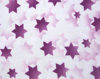 Stars of Light Jewish Fabric With Purple Cascading Stars on White / Sold in 1/2 Yd Increments / Multiple Yards Available