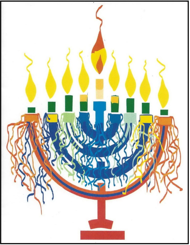 Hannukah Jewish Greeting Card Ribbon Menorah - Etsy