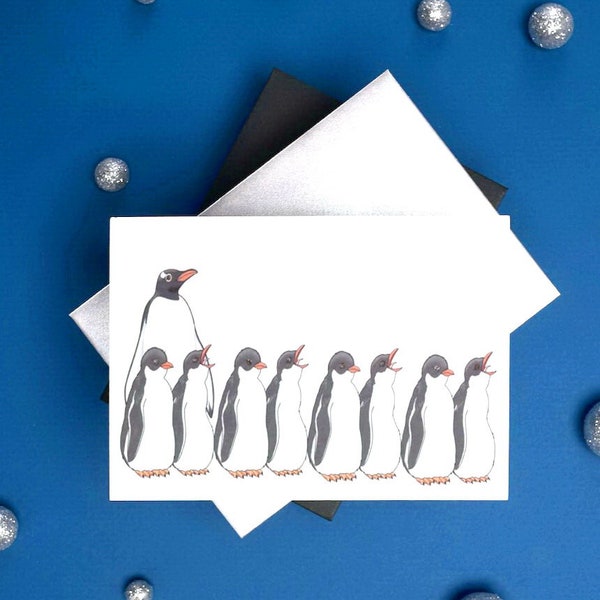 Hannukah Jewish Greeting Card - Penguin Menorah, Hanukkah, Chanukkah, Channukah