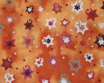 Jubilant Stars Jewish Contemporary Stars Fabric on Copper / Sold in 1/2 Yd Increments / Multiple Yards Available