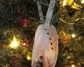 Abalone Shell Ornament with Tiny Seashells