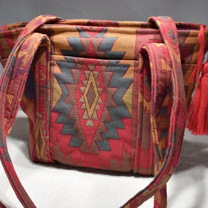 Purse, Tote jacquard tapestry fabric Red- wonderful Fabric!!
