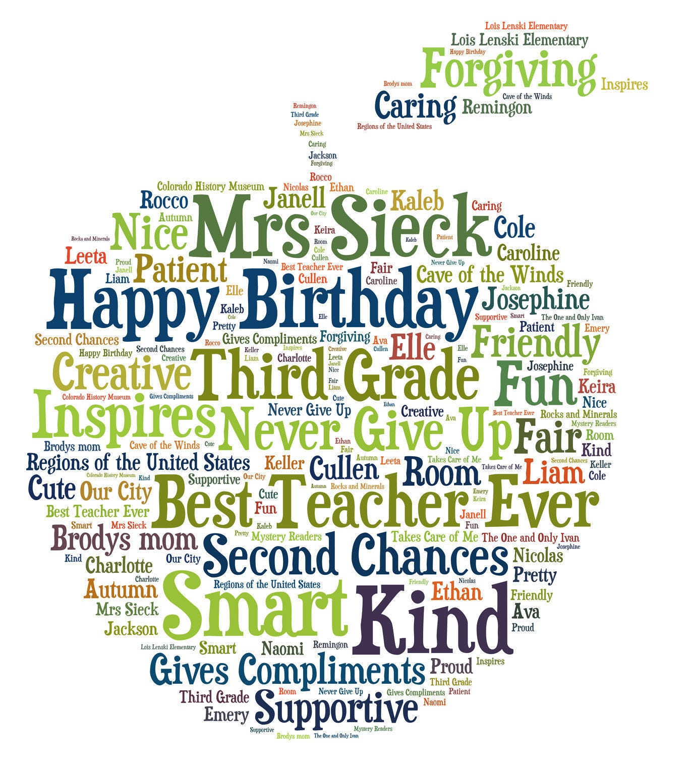 Teacher Apple Word Collage Wordle Word Cloud Custom  Etsy New Zealand