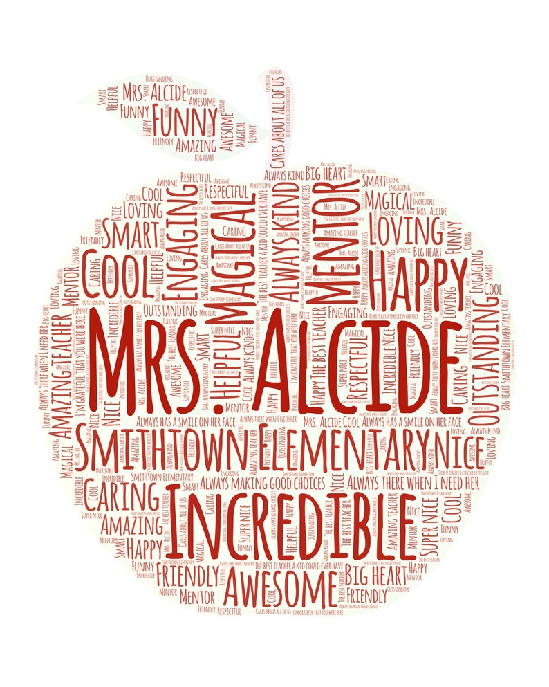 Teacher Apple Word Collage Wordle Word Cloud Custom  Etsy New Zealand
