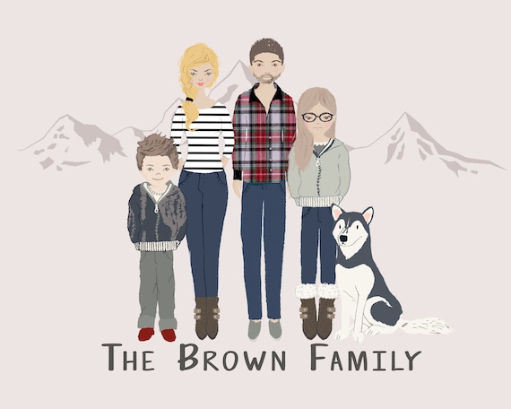 Custom Family Portrait Drawing Family Portrait Illustration Etsy Custom Family Portrait Drawing Family Portrait Illustration Etsy