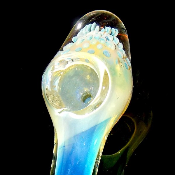 Color Changing Honeycomb Spoon Pipe - Silver Fumed 3D Honey Comb Head Glass Smoking Bowl