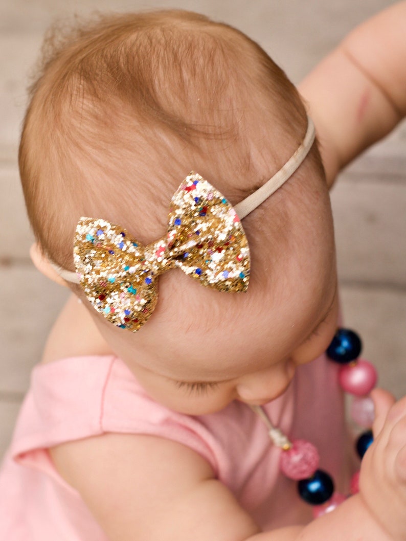 girl clip set baby headbands glitter bows 4th of July Baby bow headband baby headbands toddler baby bows nylon headbands
