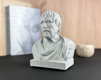 SENECA Premium Concrete Bust, Roman Emperor Statue, Stoic Philosophy Gift