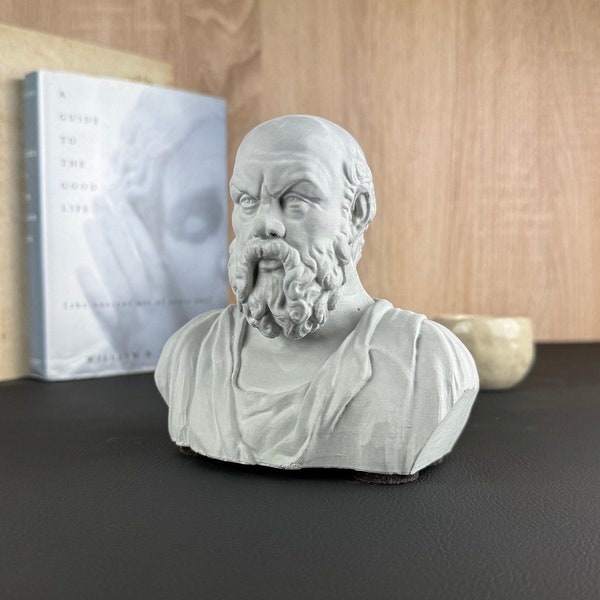 SOCRATES Concrete Bust, Greek Athenian Philosopher, Premium Classic Ancient Gift, Smart Mini Statue