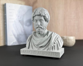 MARCUS AURELIUS Heavy Premium Concrete Bust, Roman Emperor Statue, Stoic Philosophy Gift