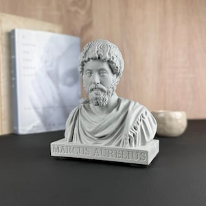 MARCUS AURELIUS Schwere Premium Beton Büste, Römische Kaiser Statue, Stoische Philosophie Geschenk