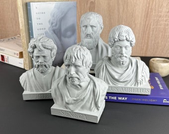 Marcus + Seneca + Epictetus + Zeno | PREMIUM Heavy Concrete Busts | FANTASTIC Stoic Deal