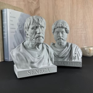 MARCUS + SENECA Premium Beton Büsten | Stoiker Set | Römisches stoisches Philosophen Duo