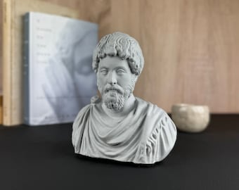 MARCUS AURELIUS Premium Concrete Bust, Roman Emperor Statue, Stoic Philosophy Gift