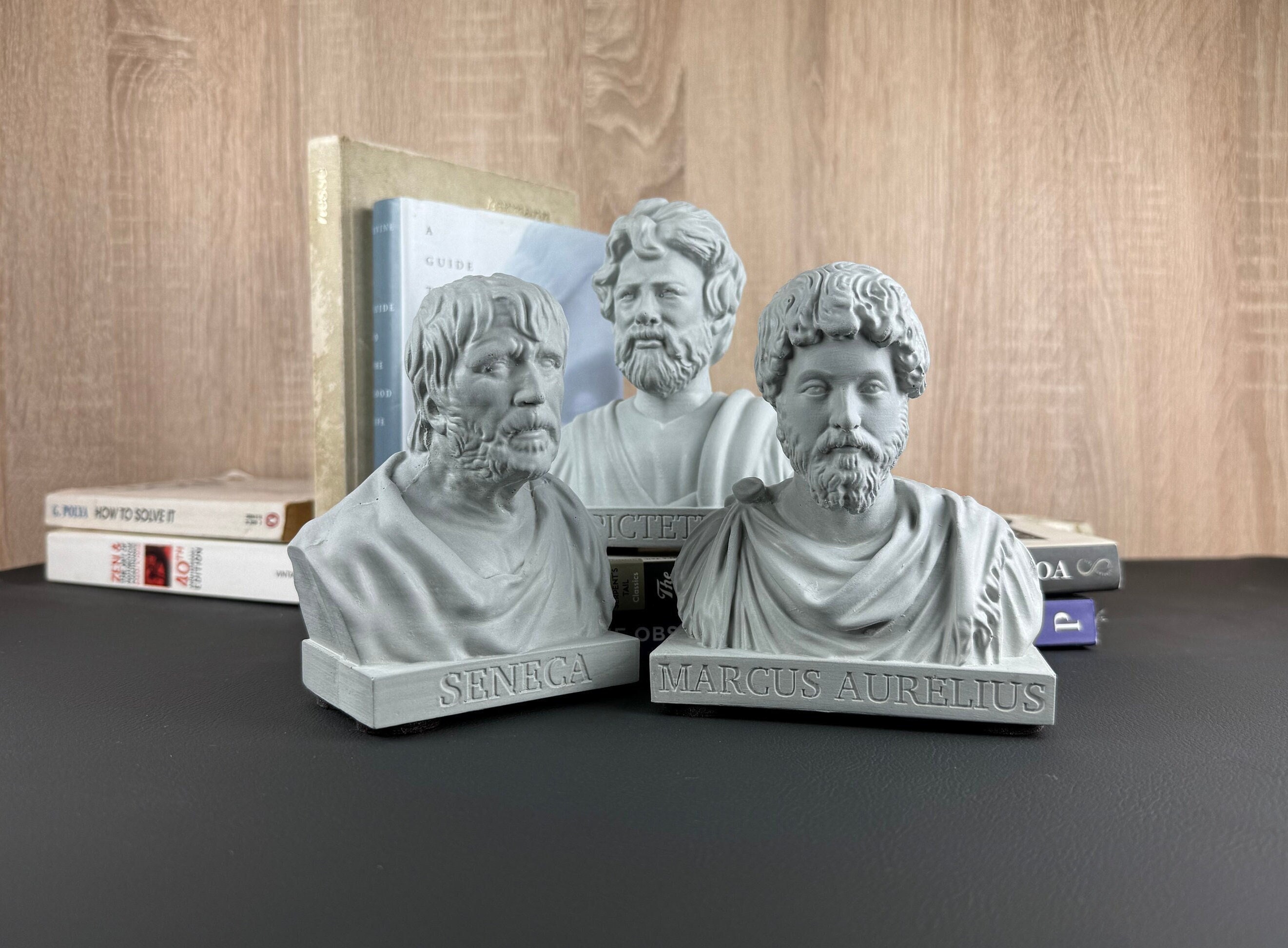 Marcus + Seneca Epictetus | Epic Stoic Deal Premium Concrete Busts
