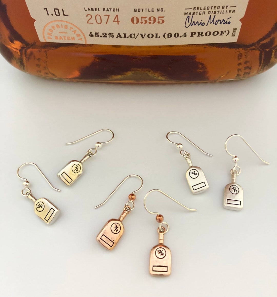 Bourbon Bottle Earrings, Iconic KY Bourbon Jewelry, Sterling Silver