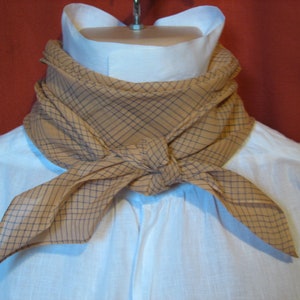 Handkerchief, late 17th 18th 19th century re-enactment, pinkish with blue line check recycled pure cotton sari, 38 inch square, men or women