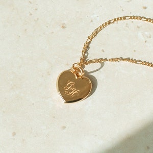 Monogram Heart Pendant Necklace by GracePersonalized - Custom Gold Heart Necklace - Engraved Monogram Jewelry *EVA MONOGRAM NECKLACE*