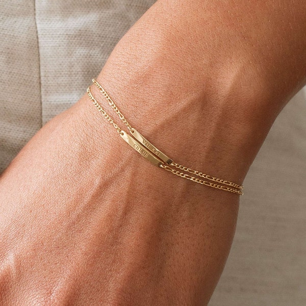 Personalisiertes Armkettchen aus 925 Sterling Silber mit einer Stabgravur Anmut Personalisiert