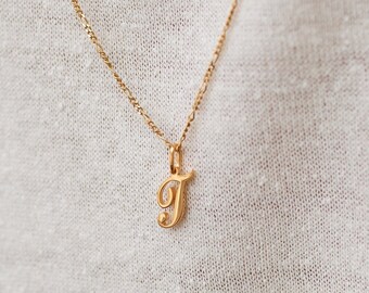 Custom Initial Necklace by GracePersonalized - Script Letter on Figaro Chain - Letter Charm Necklace *Irene Necklace | Figaro Chain