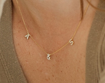 Pavé Letter Necklace - Custom Name Jewelry - Gold Initial Charms - Personalized Gift - Gift for Moms