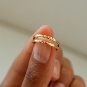 Dainty Stacking Name Ring by Grace Personalized - Custom Engraved Skinny Band Ring - Personalized Gift for Her *REBECCA NAME RING*