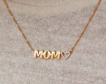 Mom Necklace by GracePersonalized - Minimal Mom Necklace with Dainty Figaro Chain *NETTIA MOM NECKLACE*