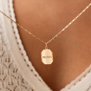 Mama Tag Necklace by GracePersonalized Minimal Mama Pendant with Dainty Mini Link Chain Mom Gifts ELENA MAMA NECKLACE image 1