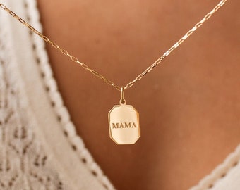 Mama Tag Necklace by GracePersonalized - Minimal Mama Pendant with Dainty Mini Link Chain - Mom Gifts *ELENA MAMA NECKLACE*