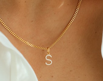 Pavé Initial Necklace by GracePersonalized - CZ Stones Letter Necklace - Gold Dainty Letter Pendant - Personalize Jewelry *IVY NECKLACE