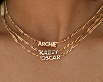 Collar de cadena de bordillo con nombre personalizado por GracePersonalized - Collar de nombre mínimo personalizado delicado *NELLY NECKLACE*