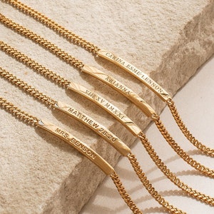 Slim Bar Engraved Bracelet - Custom Gold Jewelry - Meaningful Gift for Her | Grace Personalized