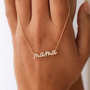 Pavé Mama Name Necklace by GracePersonalized Minimal Mama Necklace Mother's Day Gifts NAHOMIE MAMA NECKLACE image 2