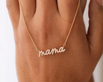 Pavé Mama Name Necklace by GracePersonalized - Minimal Mama Necklace - Mother's Day Gifts *NAHOMIE MAMA NECKLACE*